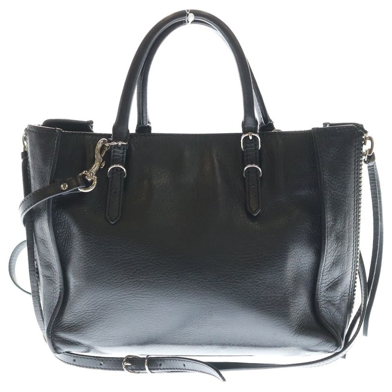Balenciaga Paper Mini 2-Way Shoulder Bag Tote Black Leather Silver