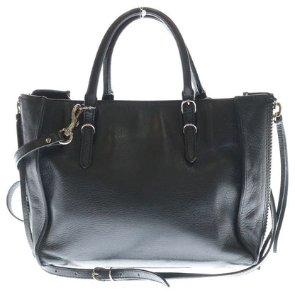 Balenciaga Paper Mini 2-Way Shoulder Bag Tote Black Leather Silver