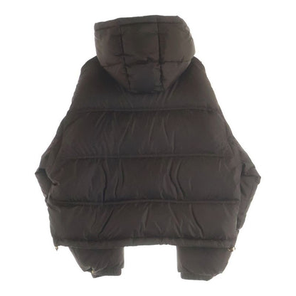 Celine Leather Triomphe Zip Up Cropped Nylon Down Jacket Brown