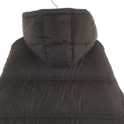 Celine Leather Triomphe Zip Up Cropped Nylon Down Jacket Brown