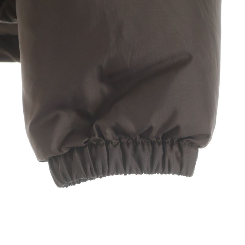 Celine Leather Triomphe Zip Up Cropped Nylon Down Jacket Brown