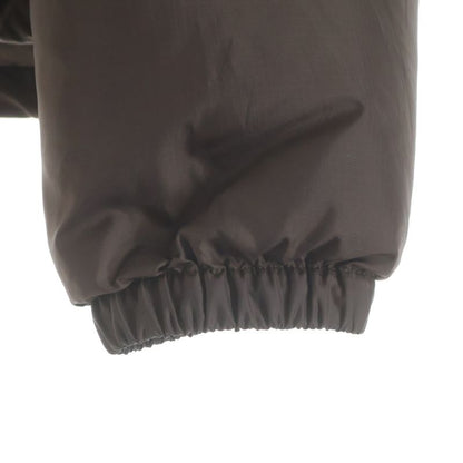 Celine Leather Triomphe Zip Up Cropped Nylon Down Jacket Brown