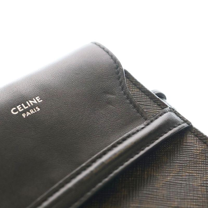 Celine Triomphe Phone Pouch Mini Shoulder Bag Black Leather