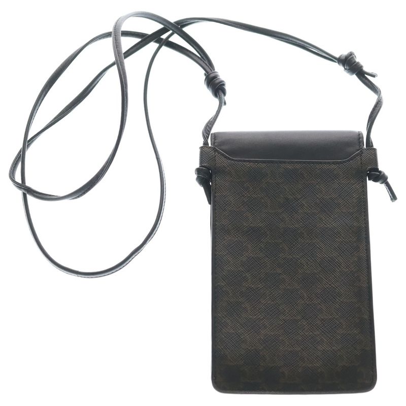 Celine Triomphe Phone Pouch Mini Shoulder Bag Black Leather