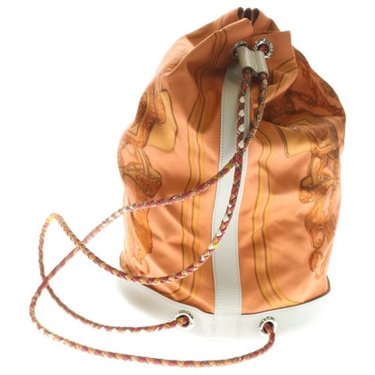 Hermes Sac Soie Cool 22 Brides de Gala Leather Silk Shoulder Bag Drawstring