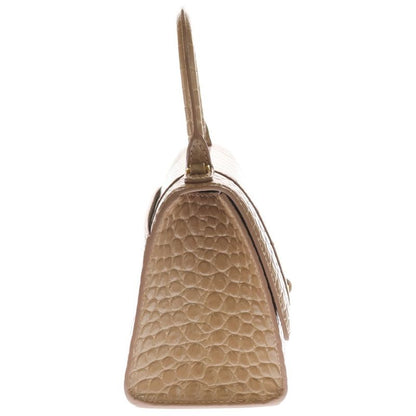 Balenciaga Hourglass 2-Way Shoulder Bag Pink Beige Leather