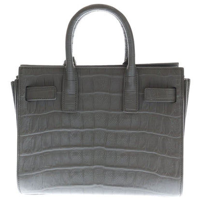 Saint Laurent Paris Sac de Jour Soft Nano 2-Way Shoulder Bag Gray Leather Gold