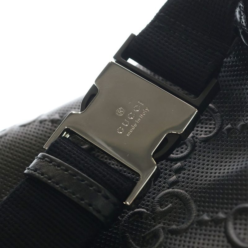 Gucci GG Embossed Belt Bag Black Leather Silver