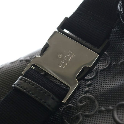 Gucci GG Embossed Belt Bag Black Leather Silver