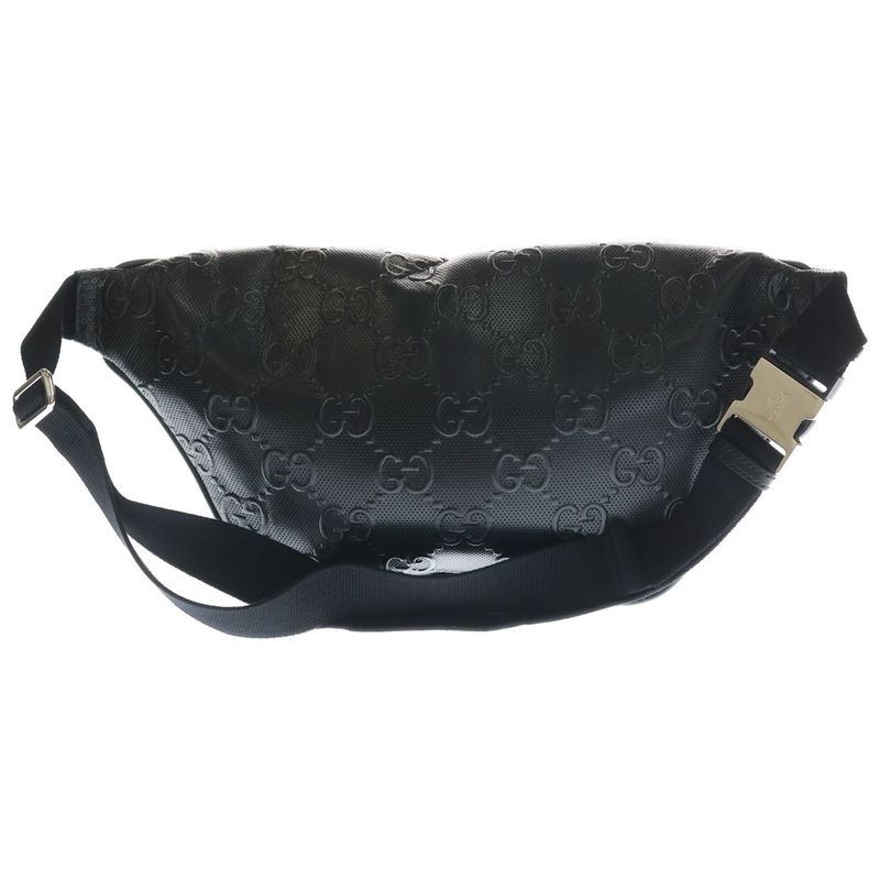 Gucci GG Embossed Belt Bag Black Leather Silver