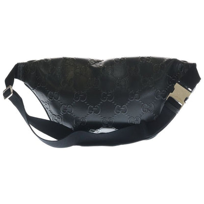 Gucci GG Embossed Belt Bag Black Leather Silver