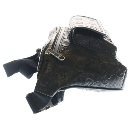 Gucci GG Embossed Belt Bag Black Leather Silver