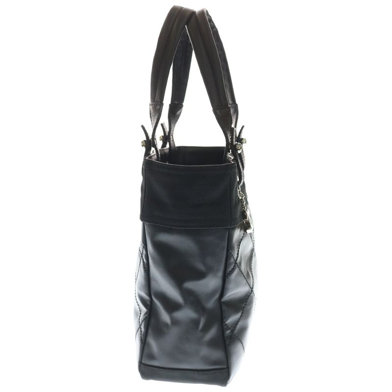 Chanel Paris Biarritz PM Quilted Tote Black Leather Canvas Silver