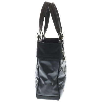 Chanel Paris Biarritz PM Quilted Tote Black Leather Canvas Silver