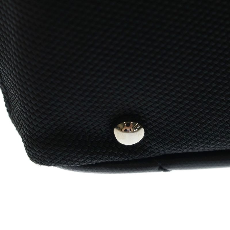 Chanel Paris Biarritz PM Quilted Tote Black Leather Canvas Silver