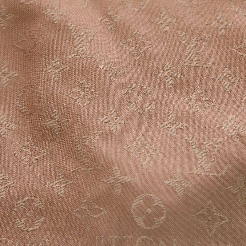 Louis Vuitton Monogram Shawl Scarf Pink Beige Silk Wool