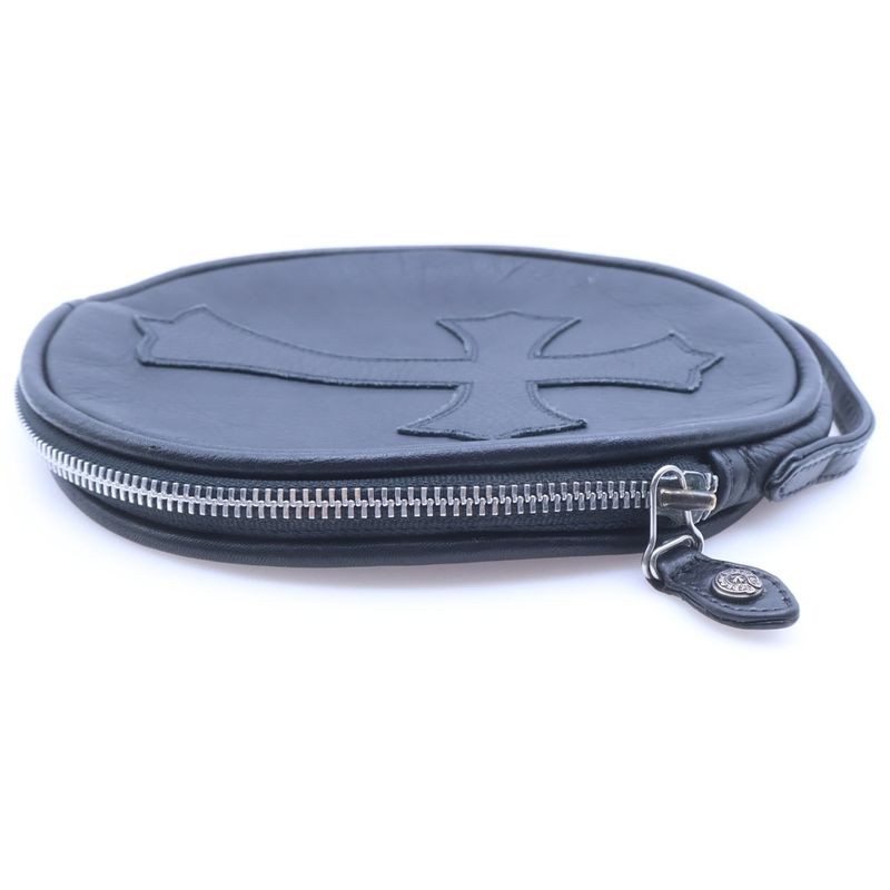 Chrome Hearts Booster Cable Leather Handbag with Cross Patch Black