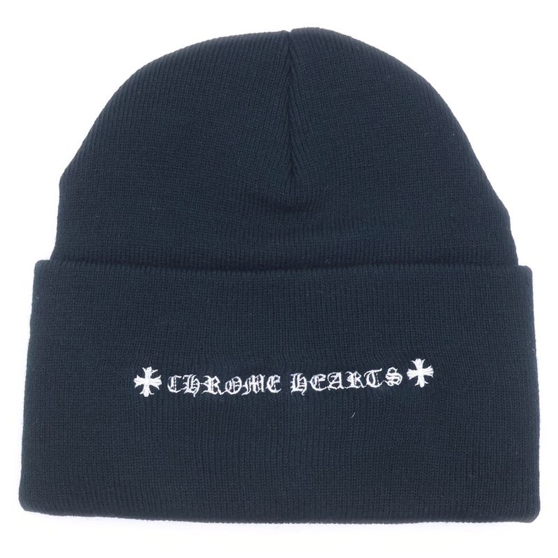 Chrome Hearts Wool Watch Cap Chomper Embroidered Beanie Hat Black