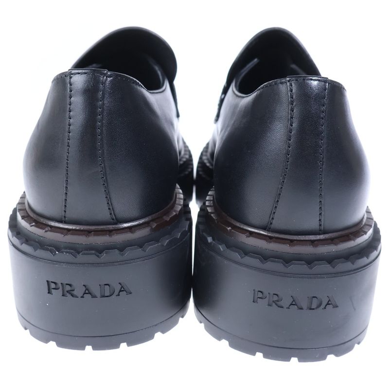 Prada Triangle Logo Oxford Leather Loafers Black