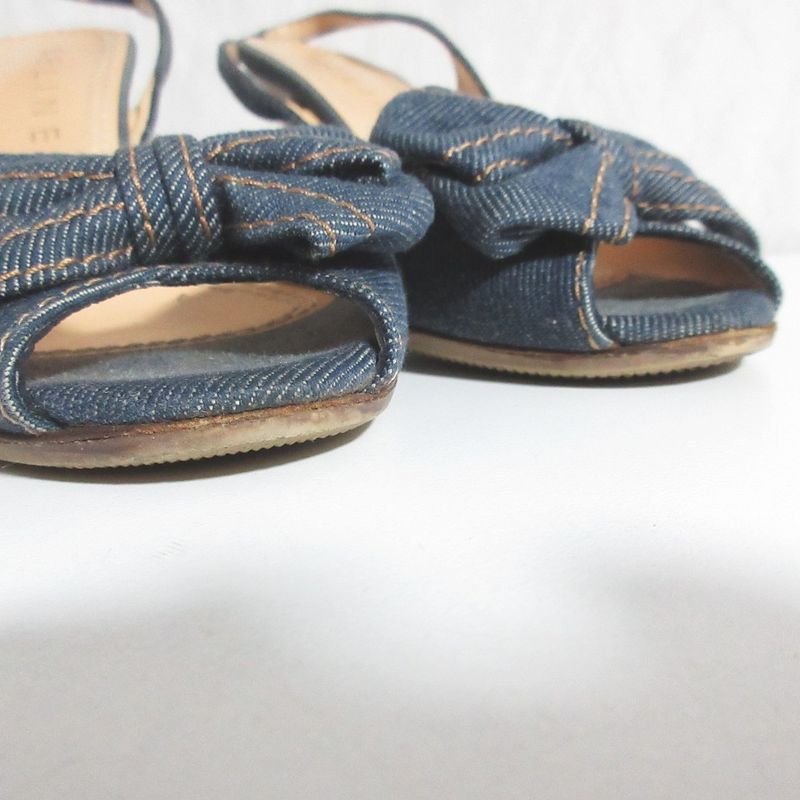 Celine Denim Ribbon Back Strap Sandals 37.5 Indigo