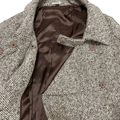 Miu Miu Tweed Jacket Coat 42 Brown White