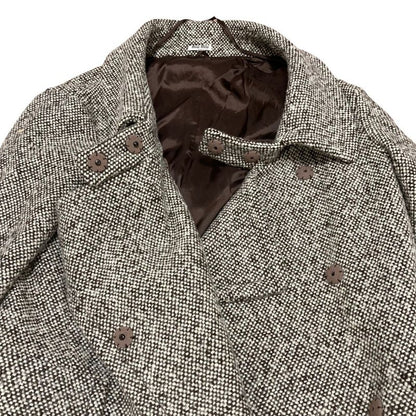 Miu Miu Tweed Jacket Coat 42 Brown White
