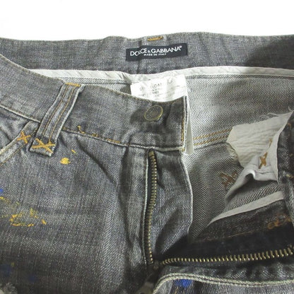 Dolce & Gabbana Painted Crushed Jeans Denim Pants Gray