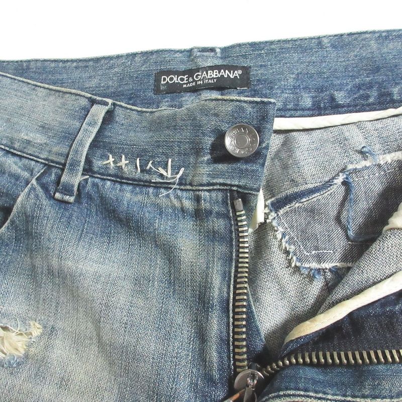 Dolce & Gabbana Repair Distressed Jeans Denim Pants 48 Indigo Blue