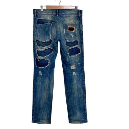 Dolce & Gabbana Repair Distressed Jeans Denim Pants 48 Indigo Blue