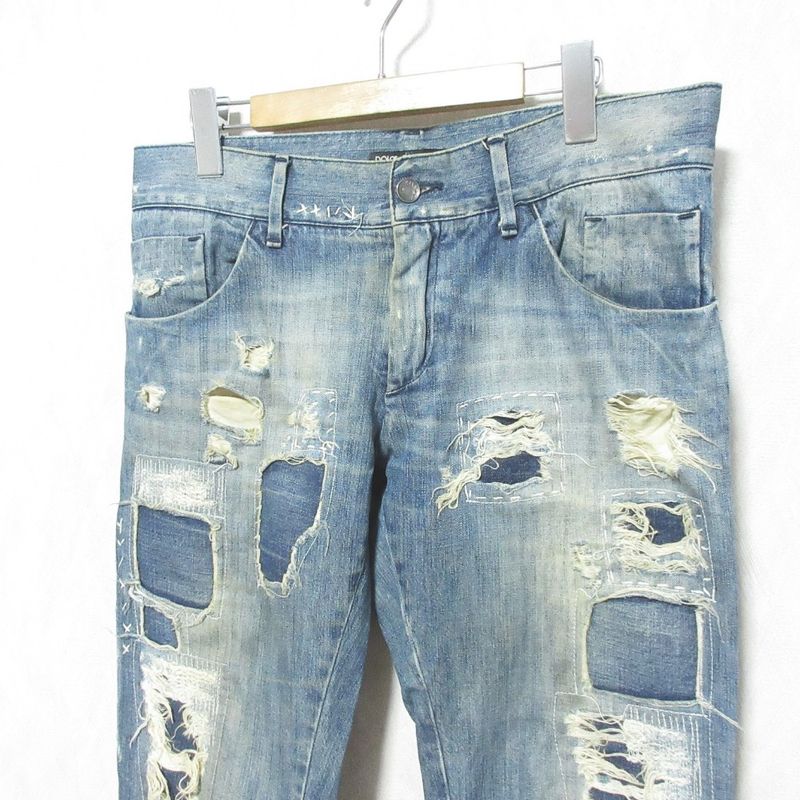 Dolce & Gabbana Repair Distressed Jeans Denim Pants 48 Indigo Blue
