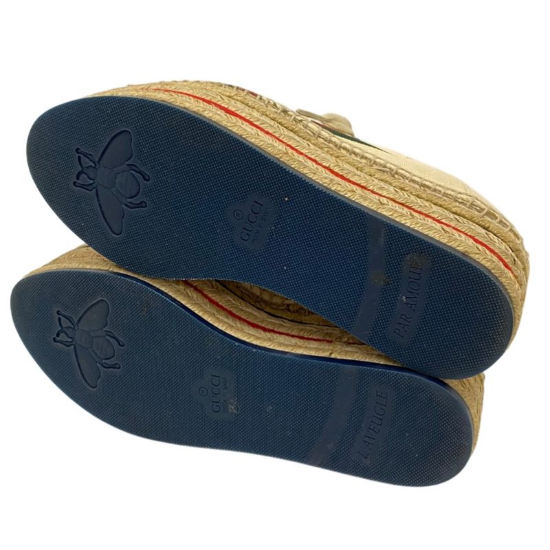 Gucci Logo Webline Espadrilles Shoes 34.5 Light Beige