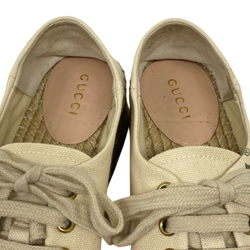 Gucci Logo Webline Espadrilles Shoes 34.5 Light Beige