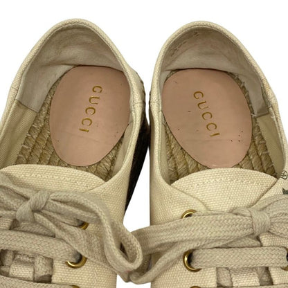 Gucci Logo Webline Espadrilles Shoes 34.5 Light Beige
