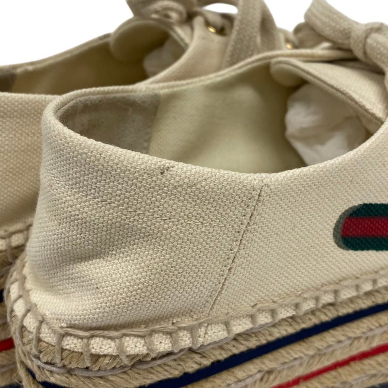 Gucci Logo Webline Espadrilles Shoes 34.5 Light Beige