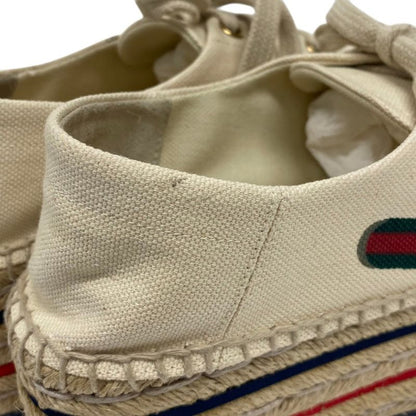 Gucci Logo Webline Espadrilles Shoes 34.5 Light Beige