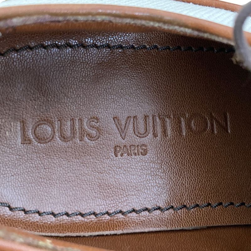 Louis Vuitton Leather Canvas Business Shoes Brown Ecru