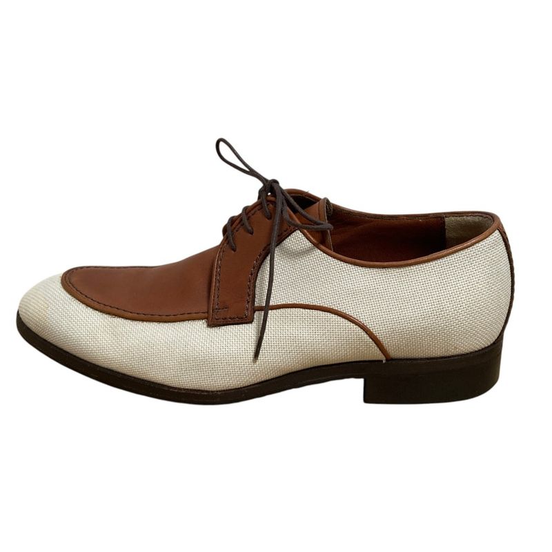 Louis Vuitton Leather Canvas Business Shoes Brown Ecru