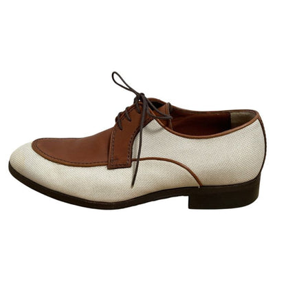 Louis Vuitton Leather Canvas Business Shoes Brown Ecru
