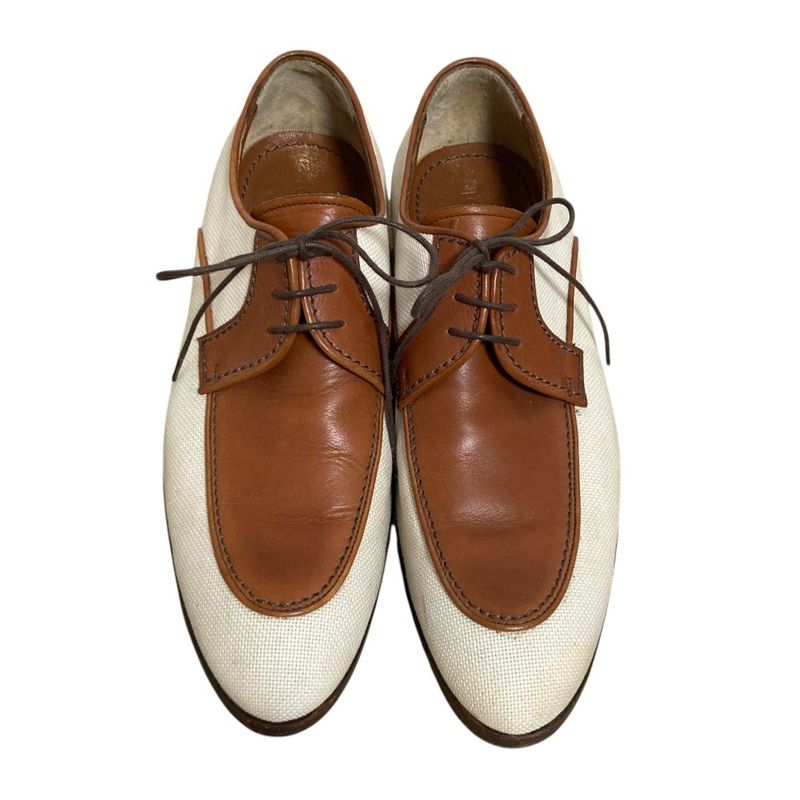 Louis Vuitton Leather Canvas Business Shoes Brown Ecru