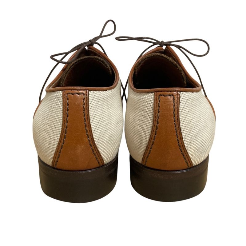 Louis Vuitton Leather Canvas Business Shoes Brown Ecru