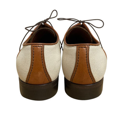 Louis Vuitton Leather Canvas Business Shoes Brown Ecru