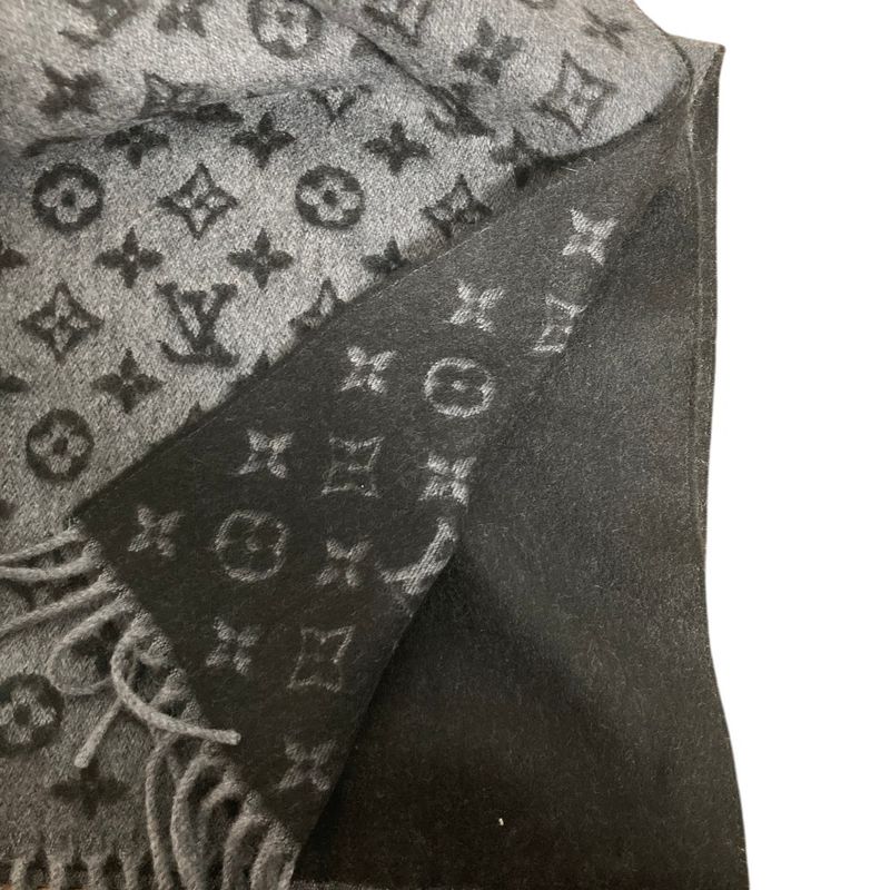 Louis Vuitton Echarpe Monogram Gradient Fringe Scarf Black Gray