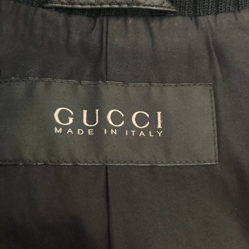 Gucci Cowhide Leather Military Jacket 50 Black
