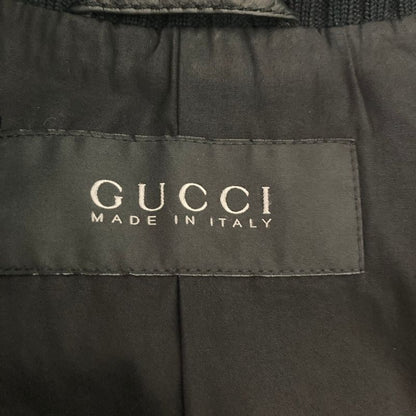 Gucci Cowhide Leather Military Jacket 50 Black
