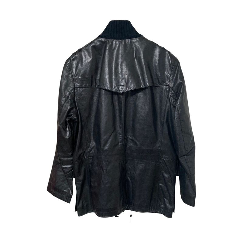 Gucci Cowhide Leather Military Jacket 50 Black