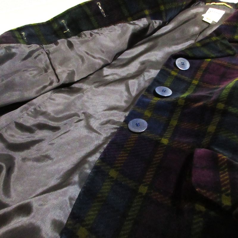 Celine Vintage Velour Check Print Long Jacket 40