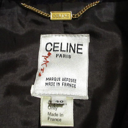 Celine Vintage Velour Check Print Long Jacket 40