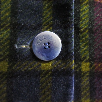Celine Vintage Velour Check Print Long Jacket 40