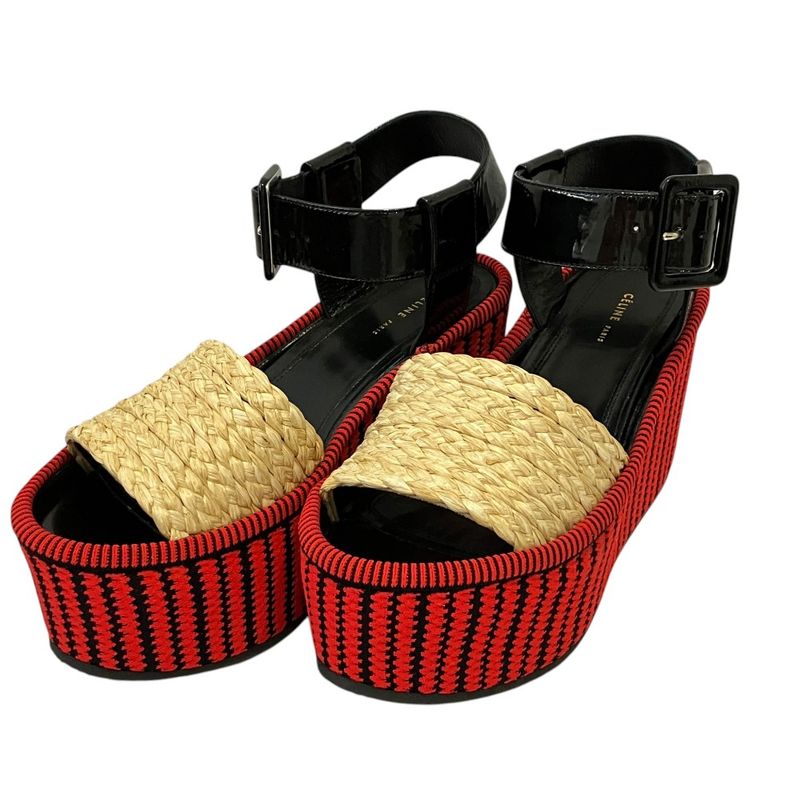 Celine Phoebe Philo Era Platform Ankle Belt Sandals 35 Red