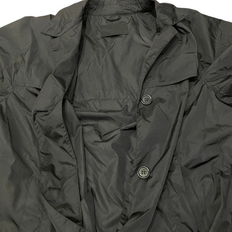 Prada Pocketable Packable Raincoat Stainless Steel Coat L Black